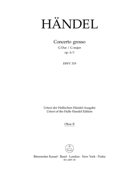Concerto grosso G major, Op. 6/1 HWV 319