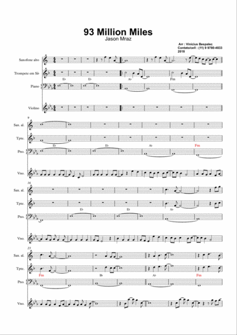 93 Million Miles 93 Million Miles Small Ensemble scores gallery preview page 1