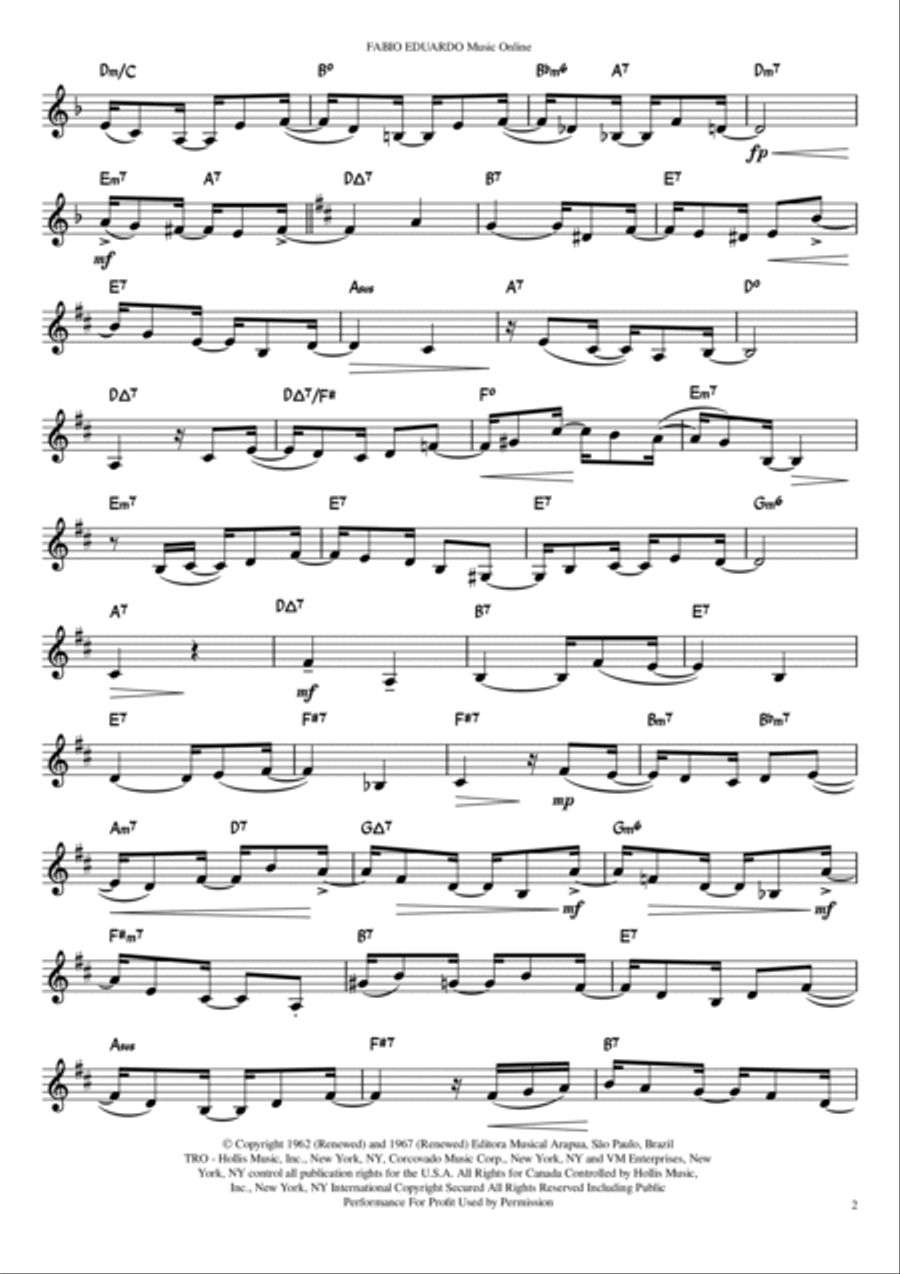 Chega De Saudade (no More Blues) Easy Piano scores gallery preview page 2