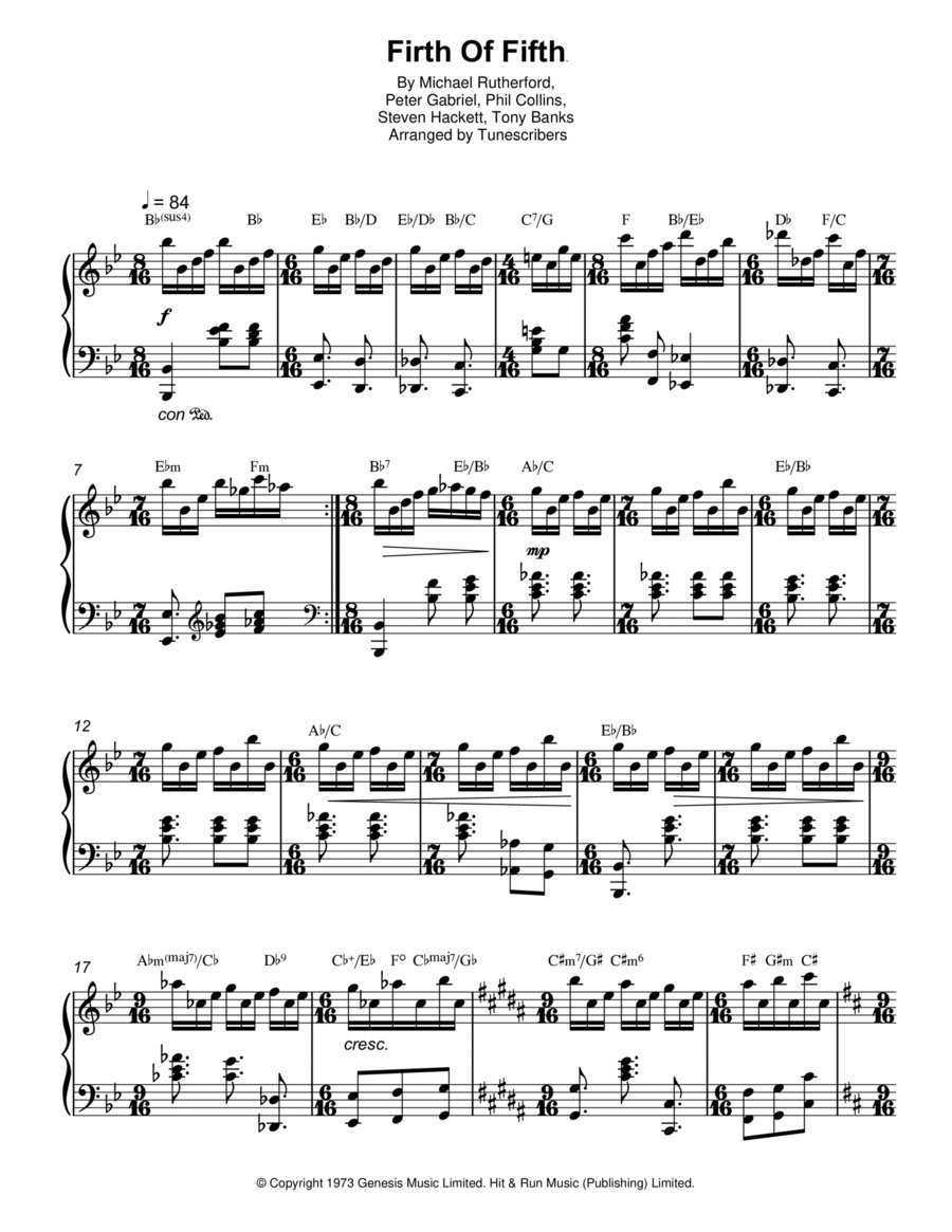 Firth Of Fifth Firth Of Fifth Piano Solo scores gallery preview page 1