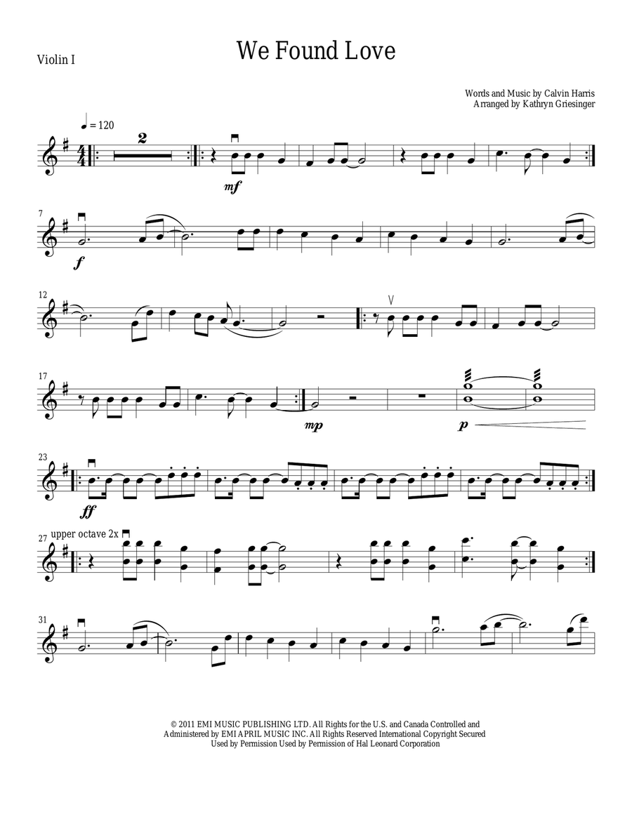 We Found Love String Quartet scores gallery preview page 1