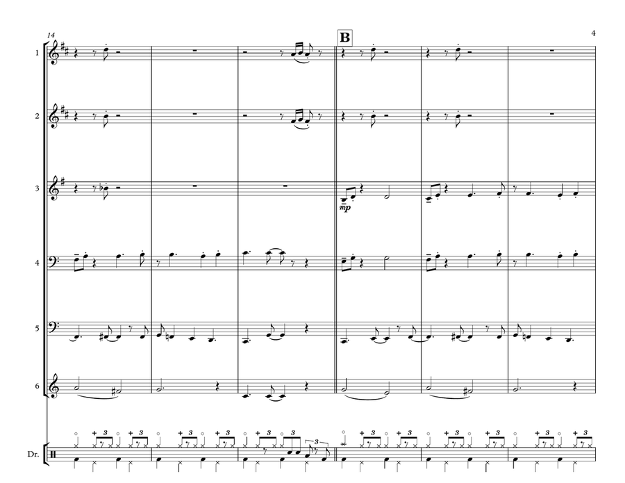 Little Brown Jug for Brass Quintet & Drum Kit ''Jazz for 5 Brass Series'' Brass Ensemble scores gallery preview page 5