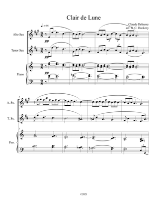 Book cover for Clair de Lune (Alto and Tenor Sax Duet) with piano accompaniment
