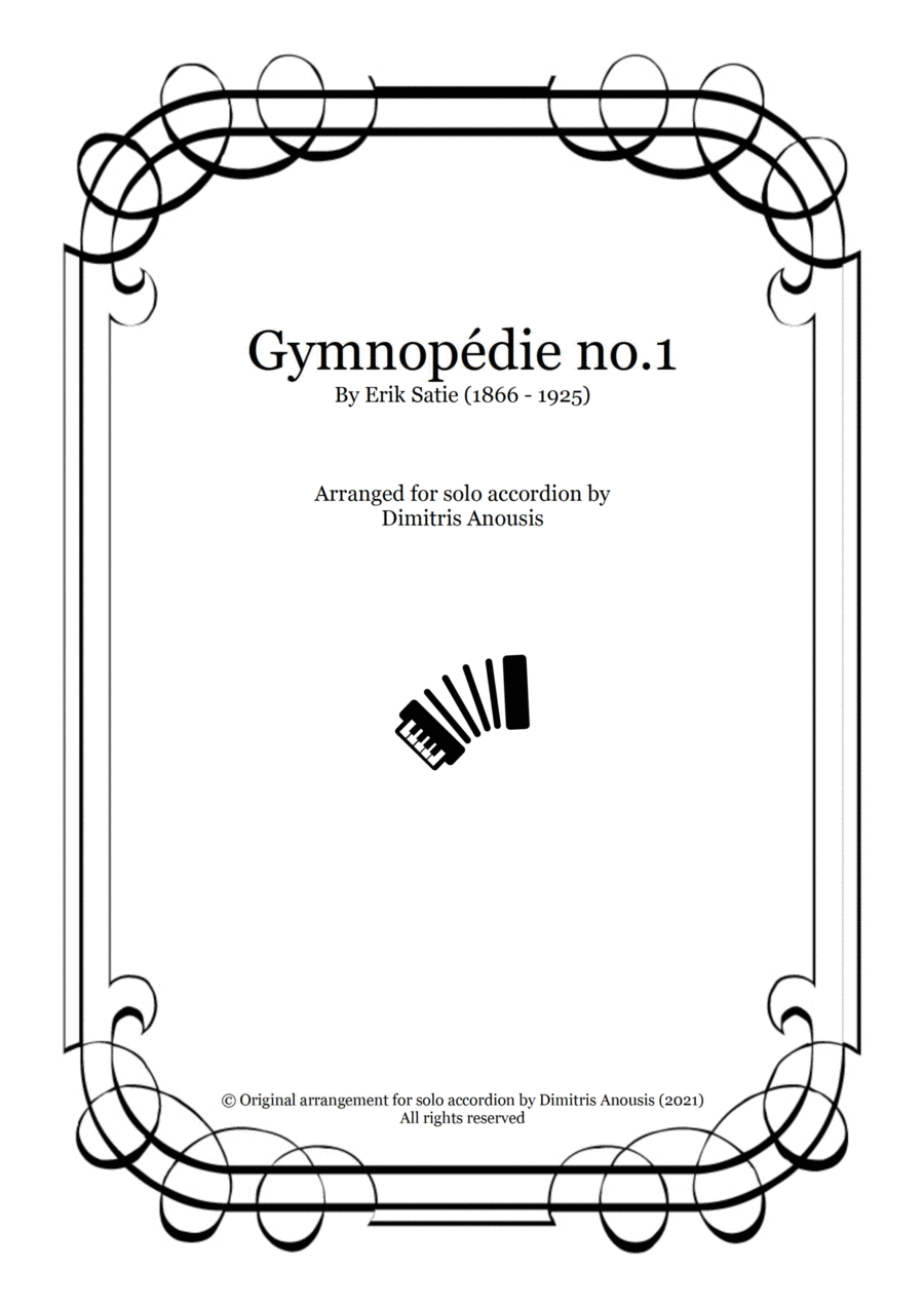 Erik Satie - Gymnopédie no.1 arrangement for solo accordion Accordion scores gallery preview page 1