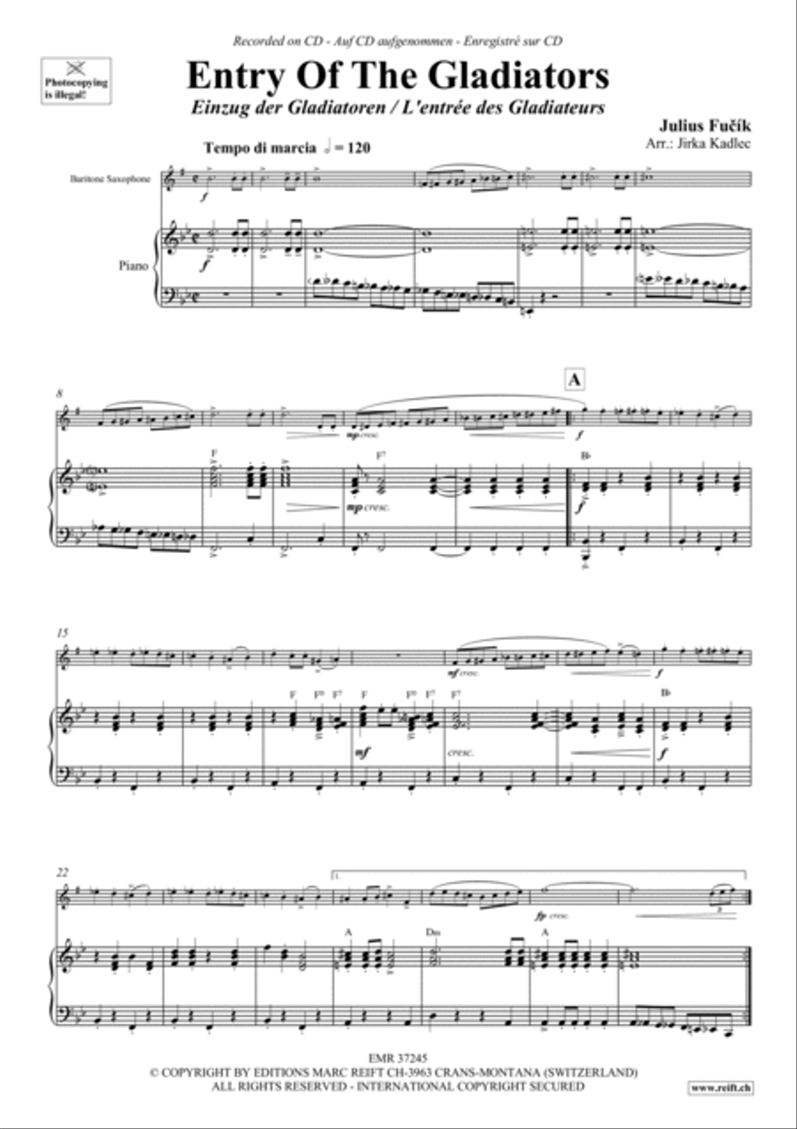 Entry Of The Gladiators Baritone Saxophone scores gallery preview page 4
