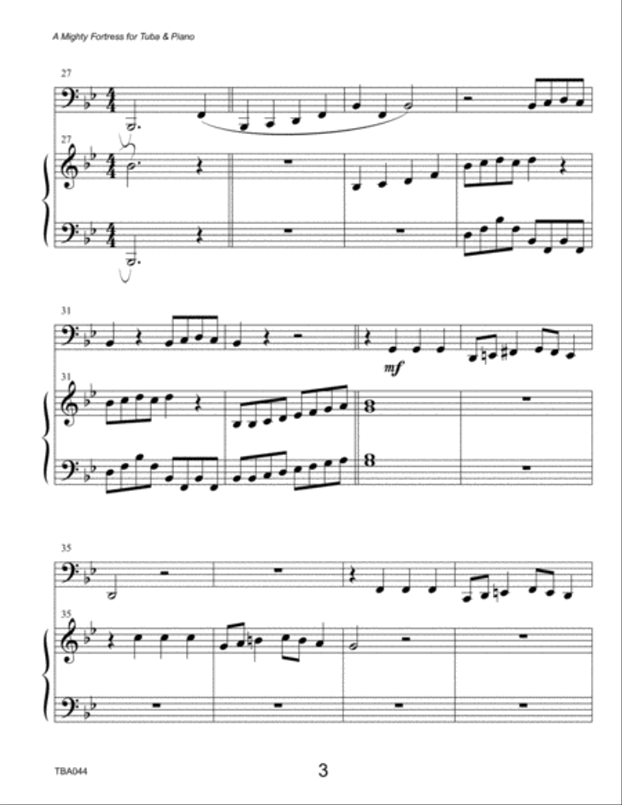 A MIGHTY FORTRESS - TUBA SOLO with Piano Accompaniment Piano scores gallery preview page 3