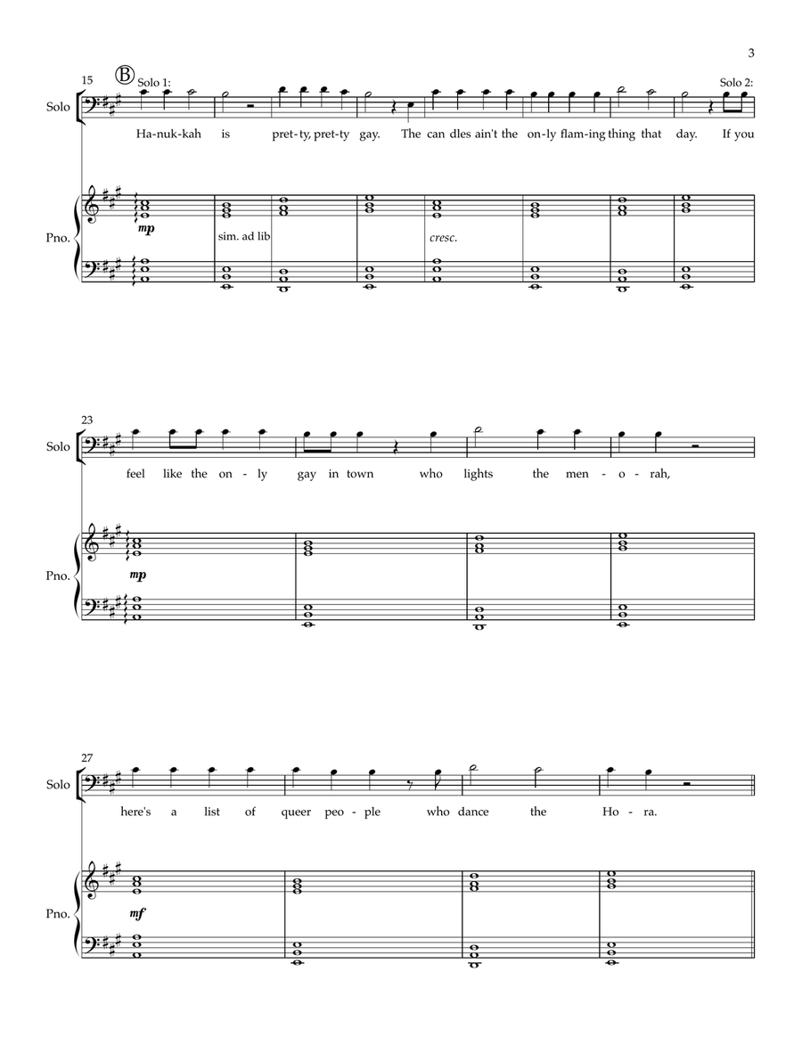 Adam's Hanukkah Song TTBB scores gallery preview page 3