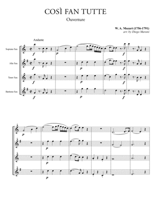 Overture from the Opera "Così Fan Tutte" for Saxophone Quartet