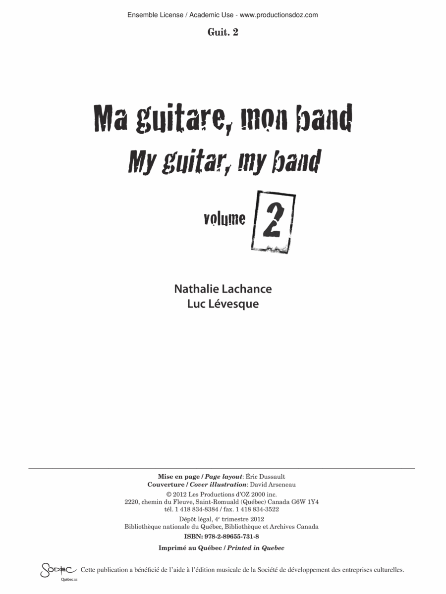 Ma guitare, mon band (guit. 2) vol. 2 Classical Guitar scores gallery preview page 1