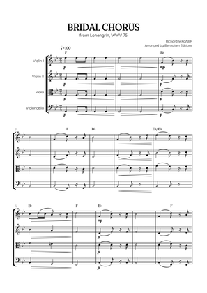 Wagner • Here Comes the Bride (Bridal Chorus) from Lohengrin | string quartet sheet music w/ chords