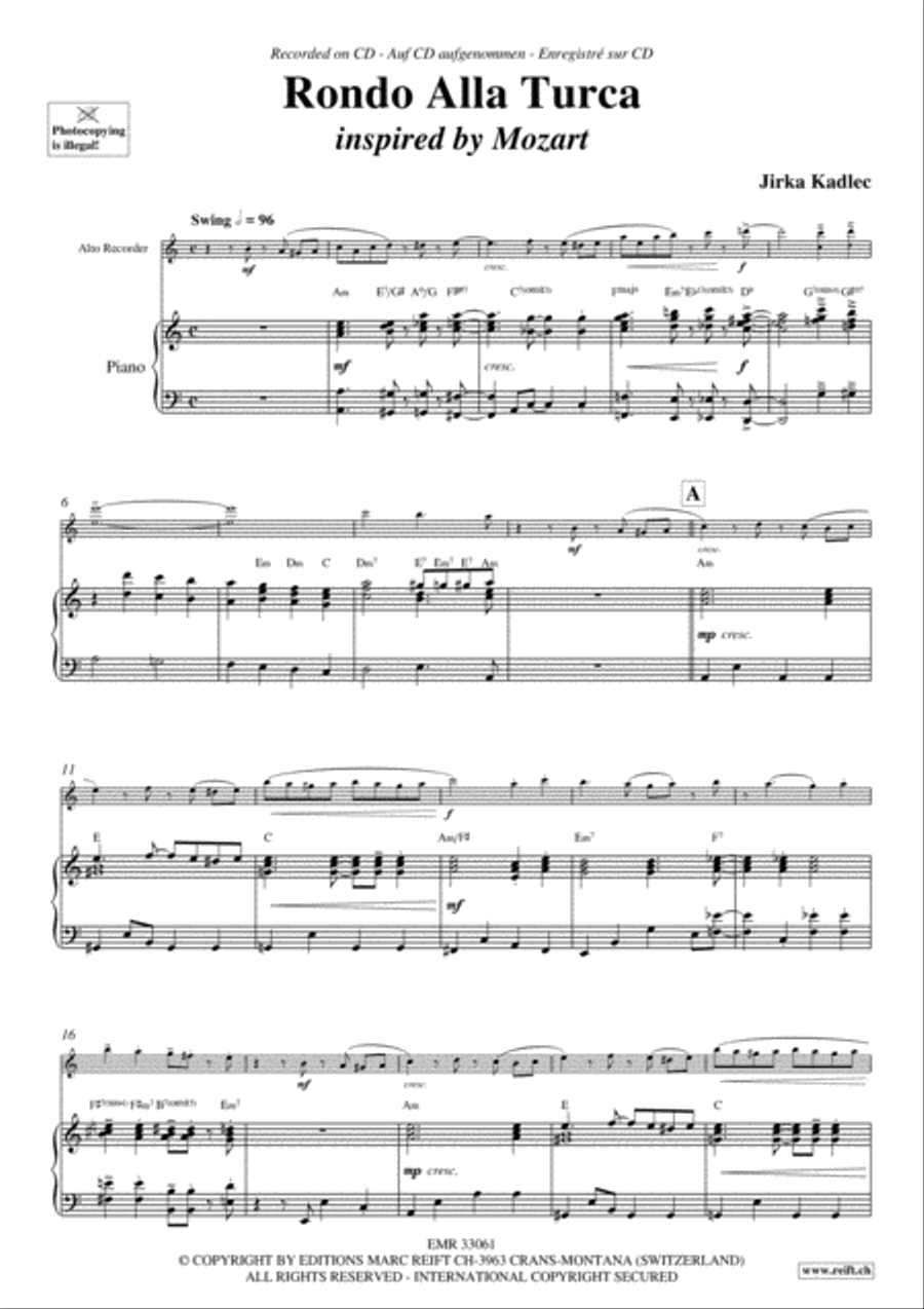 Rondo Alla Turca Alto Recorder scores gallery preview page 4
