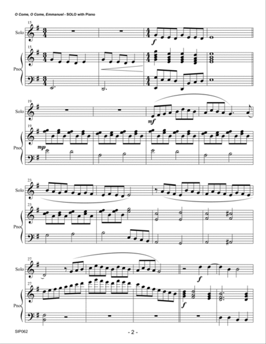 O COME O COME EMMANUEL - SOLO INSTRUMENT (or Group) with Piano Accompaniment Large Ensemble scores gallery preview page 2