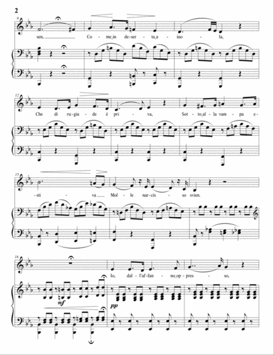 VERDI: In solitaria stanza (transposed to A major) Piano, Vocal scores gallery preview page 3