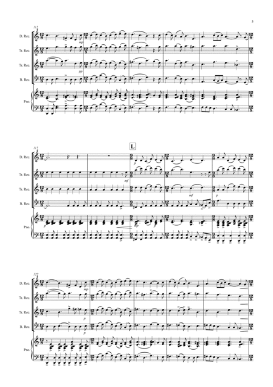 2 Christmas Favourites for Recorder Quartet (volume two) Soprano Recorder scores gallery preview page 5