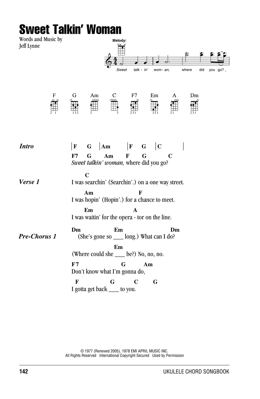 Sweet Talkin' Woman Sweet Talkin' Woman Ukulele scores gallery preview page 1