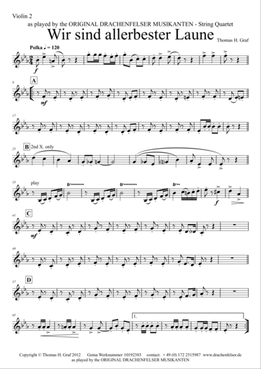 Wir sind allerbester Laune (String Quartet) String Quartet scores gallery preview page 6