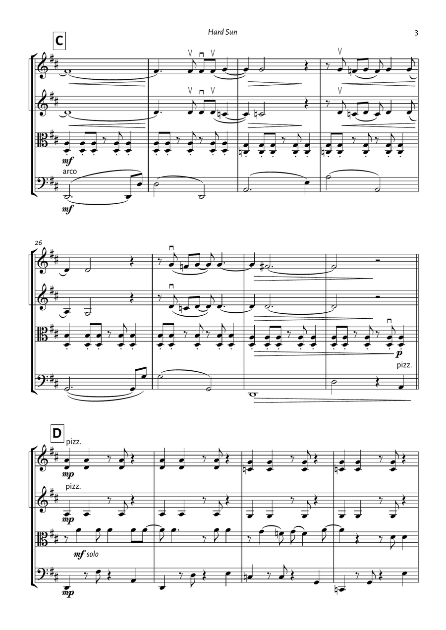 Hard Sun Hard Sun String Quartet scores gallery preview page 3