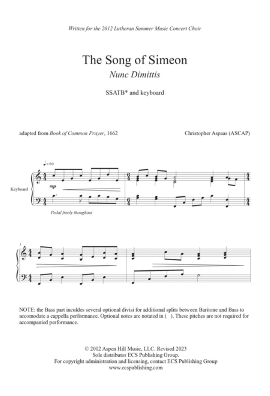 The Song of Simeon The Song of Simeon Divisi scores gallery preview page 2