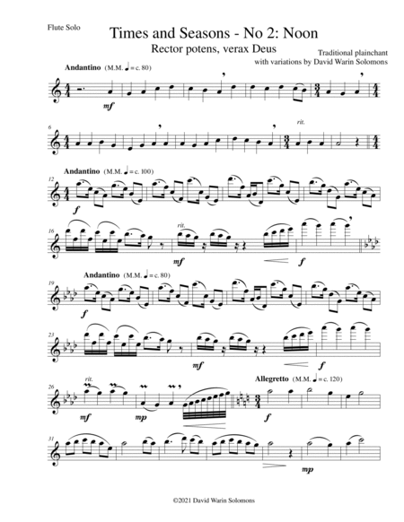 Times and Seasons for flute solo (all 4 pieces) image number null