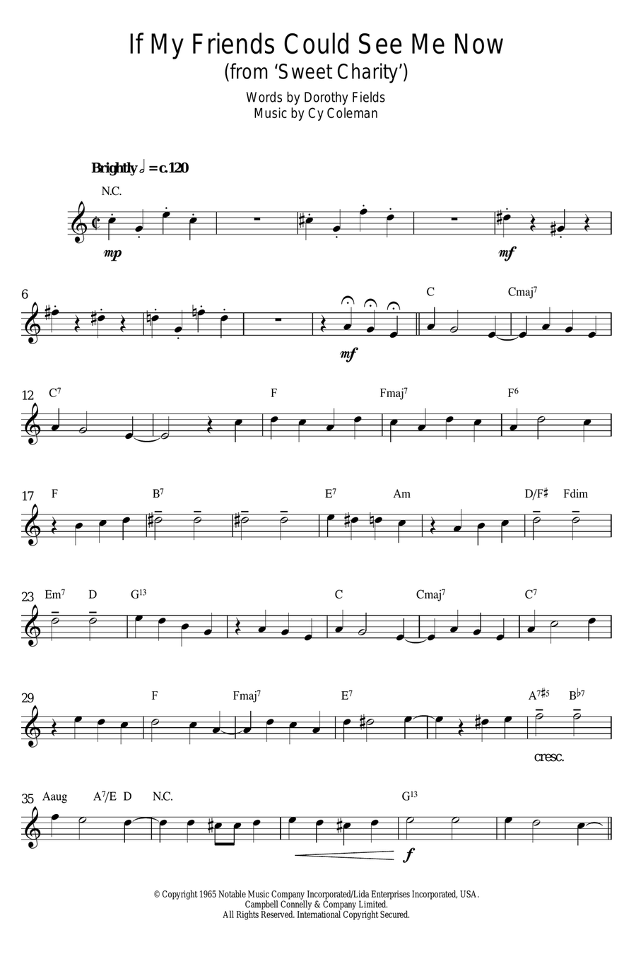 If My Friends Could See Me Now (from Sweet Charity) Alto Saxophone scores gallery preview page 1