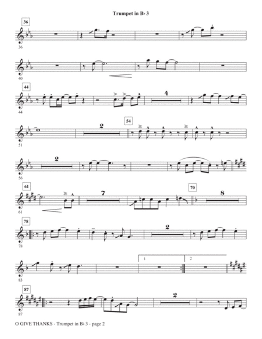 O Give Thanks - Bb Trumpet 3 Choir scores gallery preview page 2