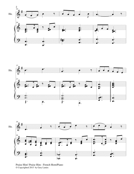 PRAISE HIM! PRAISE HIM! (Duet – French Horn and Piano/Score and Part) image number null
