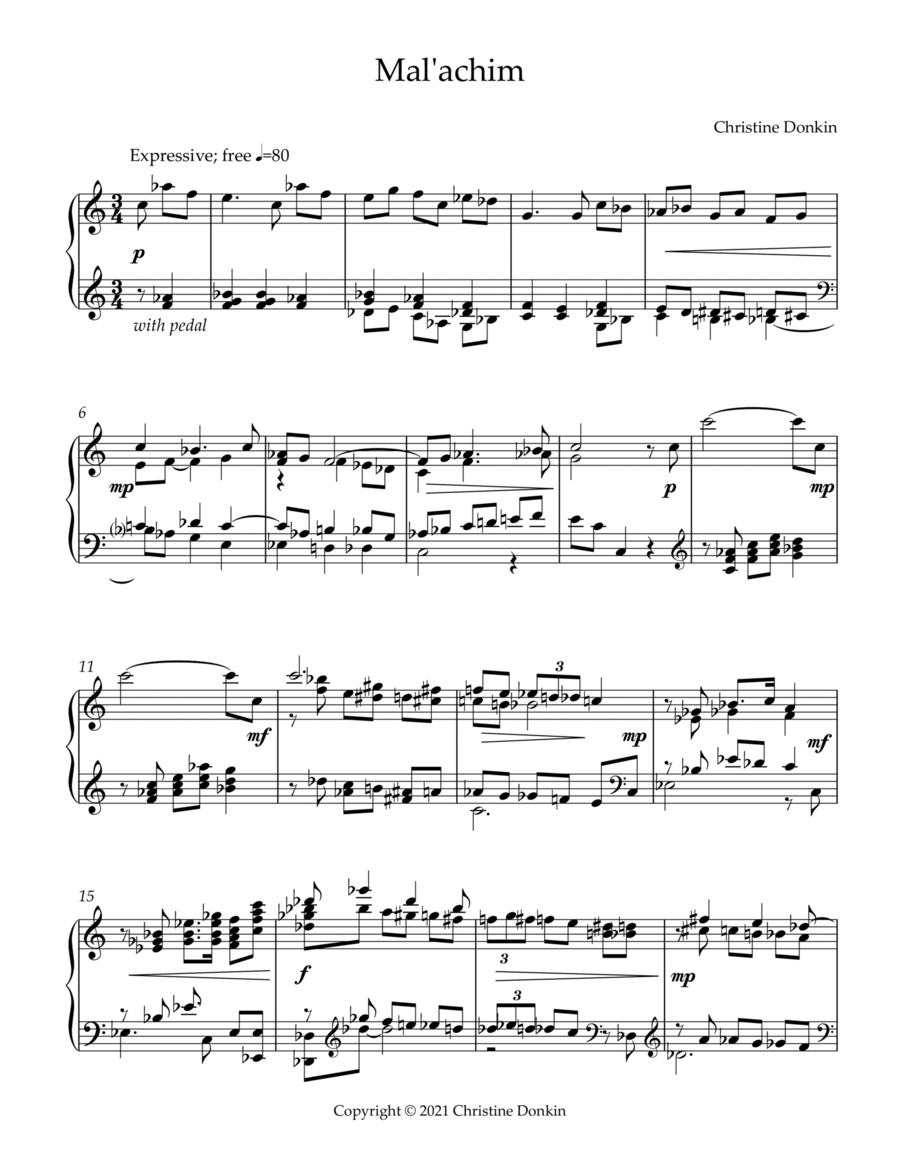 Mal'achim Piano Solo scores gallery preview page 1