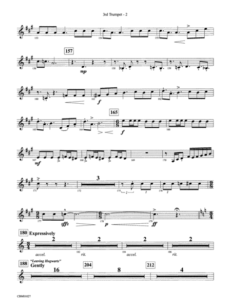Harry Potter Symphonic Suite: 3rd B-flat Trumpet