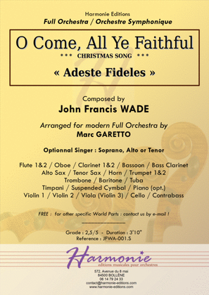 O COME ALL YE FAITHFUL - Adeste Fideles - Christmas Carol (J.F. Wade)