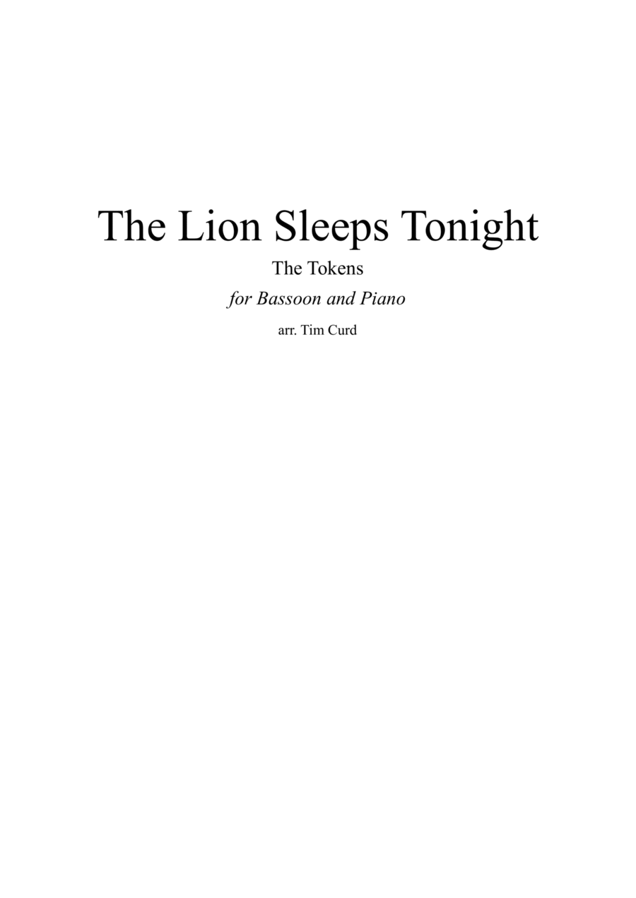 The Lion Sleeps Tonight Bassoon scores gallery preview page 1
