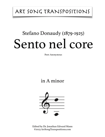DONAUDY: Sento nel core (transposed to A minor)