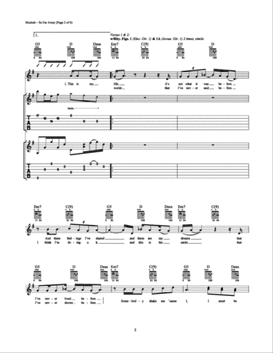 So Far Away Electric Guitar scores gallery preview page 2