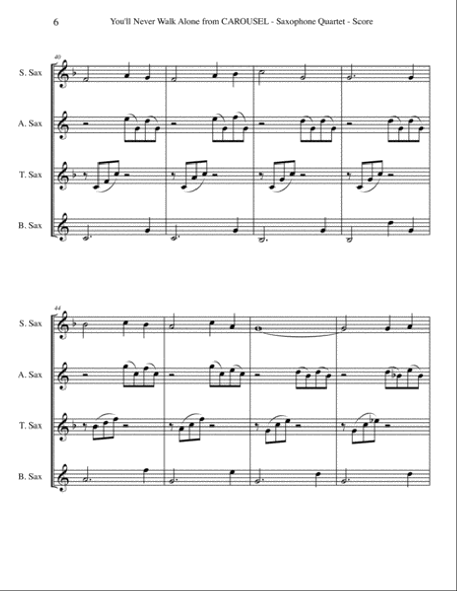 You'll Never Walk Alone You'll Never Walk Alone Woodwind Quartet scores gallery preview page 6