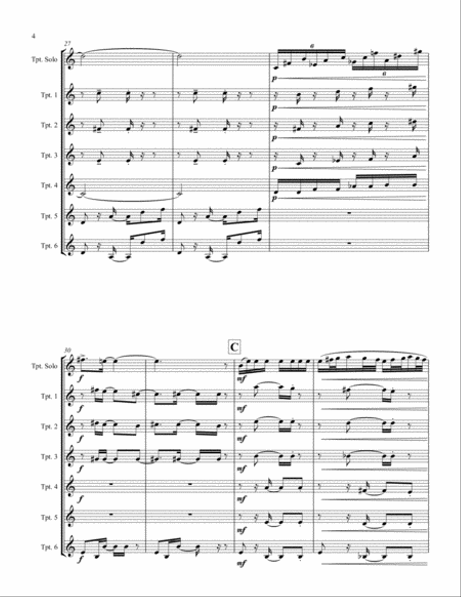 Prelude No. 1 (for Solo Trumpet and Trumpet Ensemble) Trumpet Solo scores gallery preview page 4