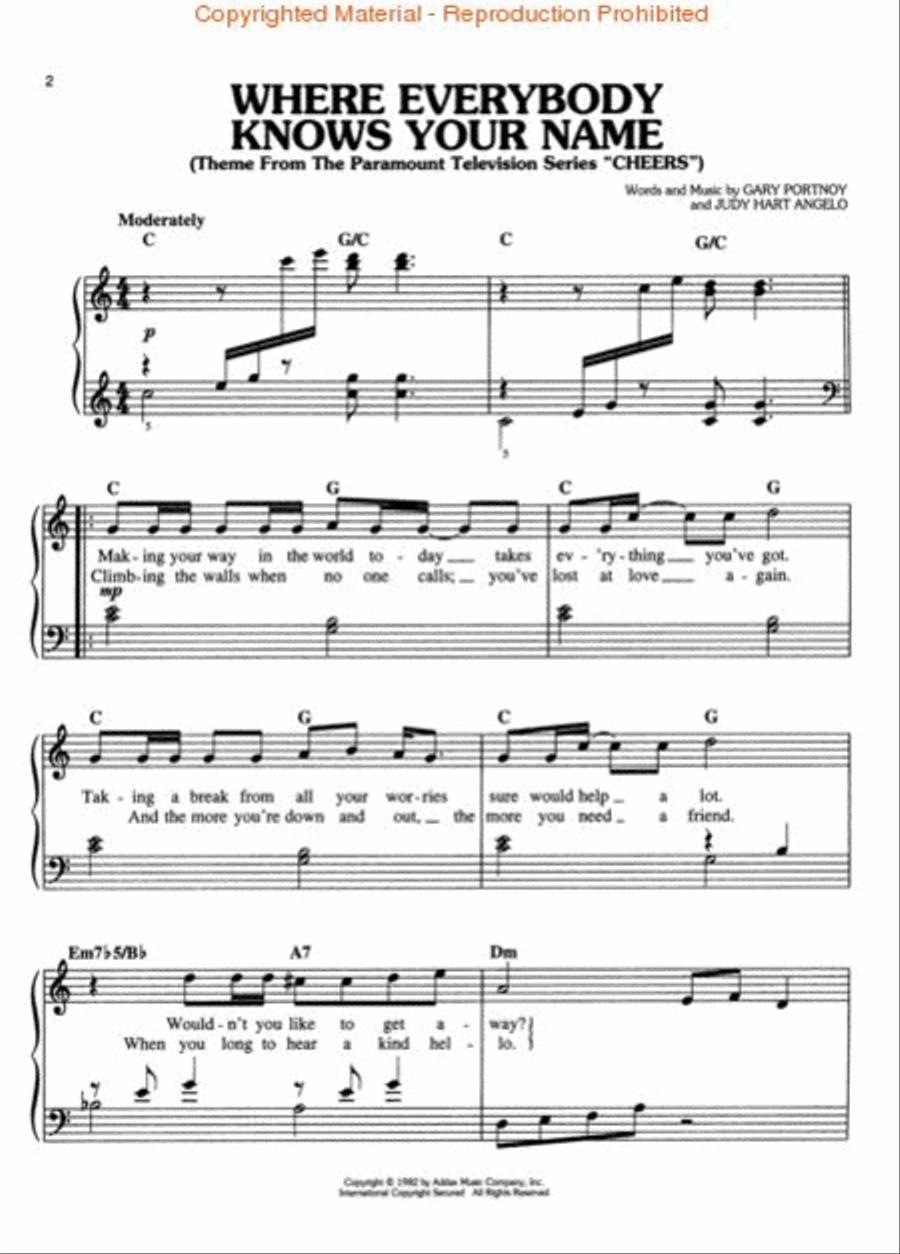 Cheers, Theme from (Where Everybody Knows Your Name) Voice scores gallery preview page 2