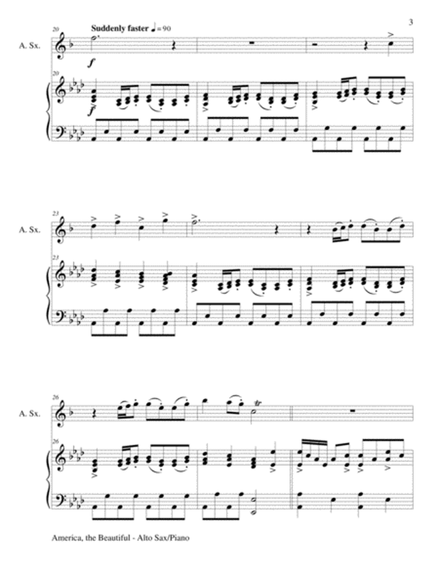 AMERICA, THE BEAUTIFUL (Duet – Alto Sax and Piano/Score and Parts) image number null