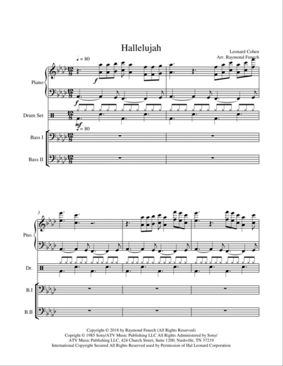 Hallelujah Bass Voice scores gallery preview page 4