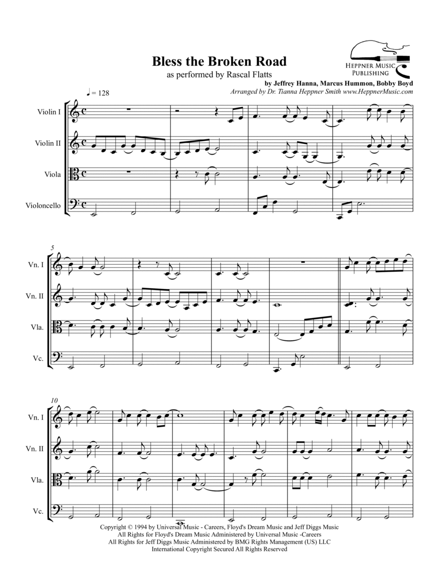 Bless The Broken Road String Quartet scores gallery preview page 1