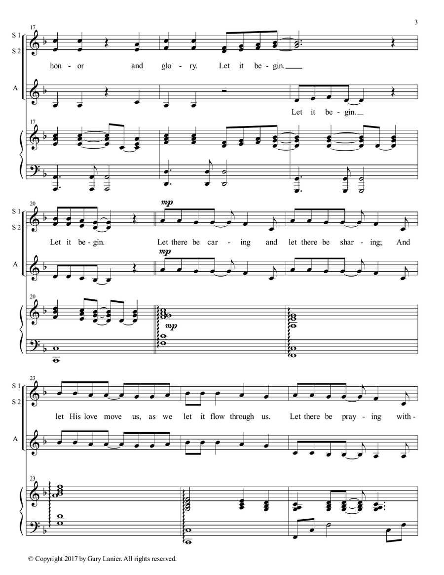 AMERICA, HONOR GOD (Ladies Trio - SSA with Piano & Score/Part) SSA scores gallery preview page 4