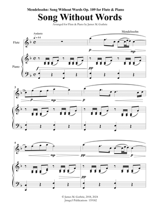 Mendelssohn: Song Without Words Op. 109 for Flute & Piano