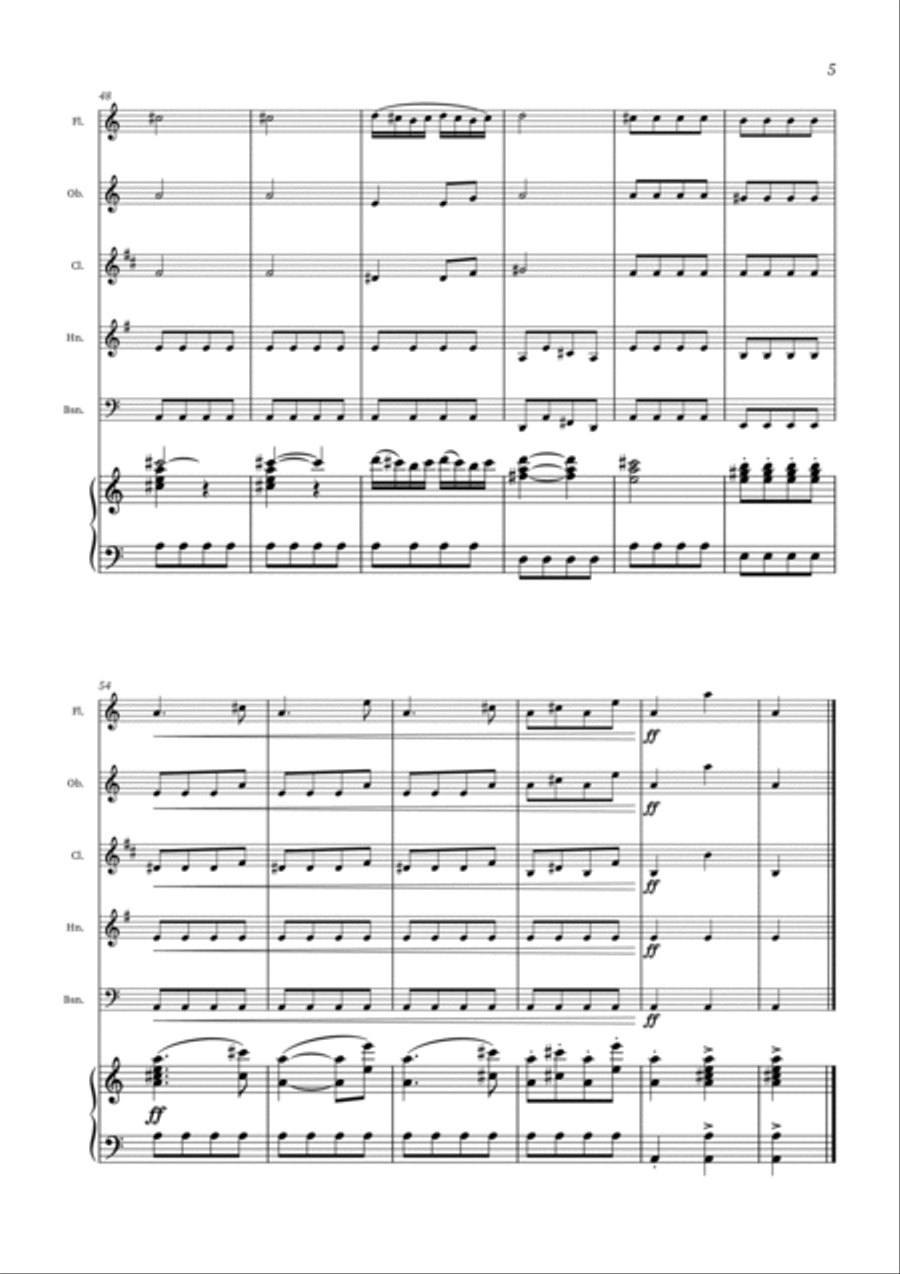 Turkish March - Woodwind Quintet and Piano Woodwind Quintet scores gallery preview page 5