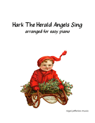 Book cover for Hark The Herald Angels Sing arranged for easy piano