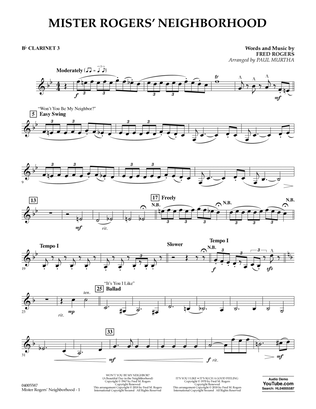 Mister Rogers' Neighborhood (Arr. Paul Murtha) - Bb Clarinet 3