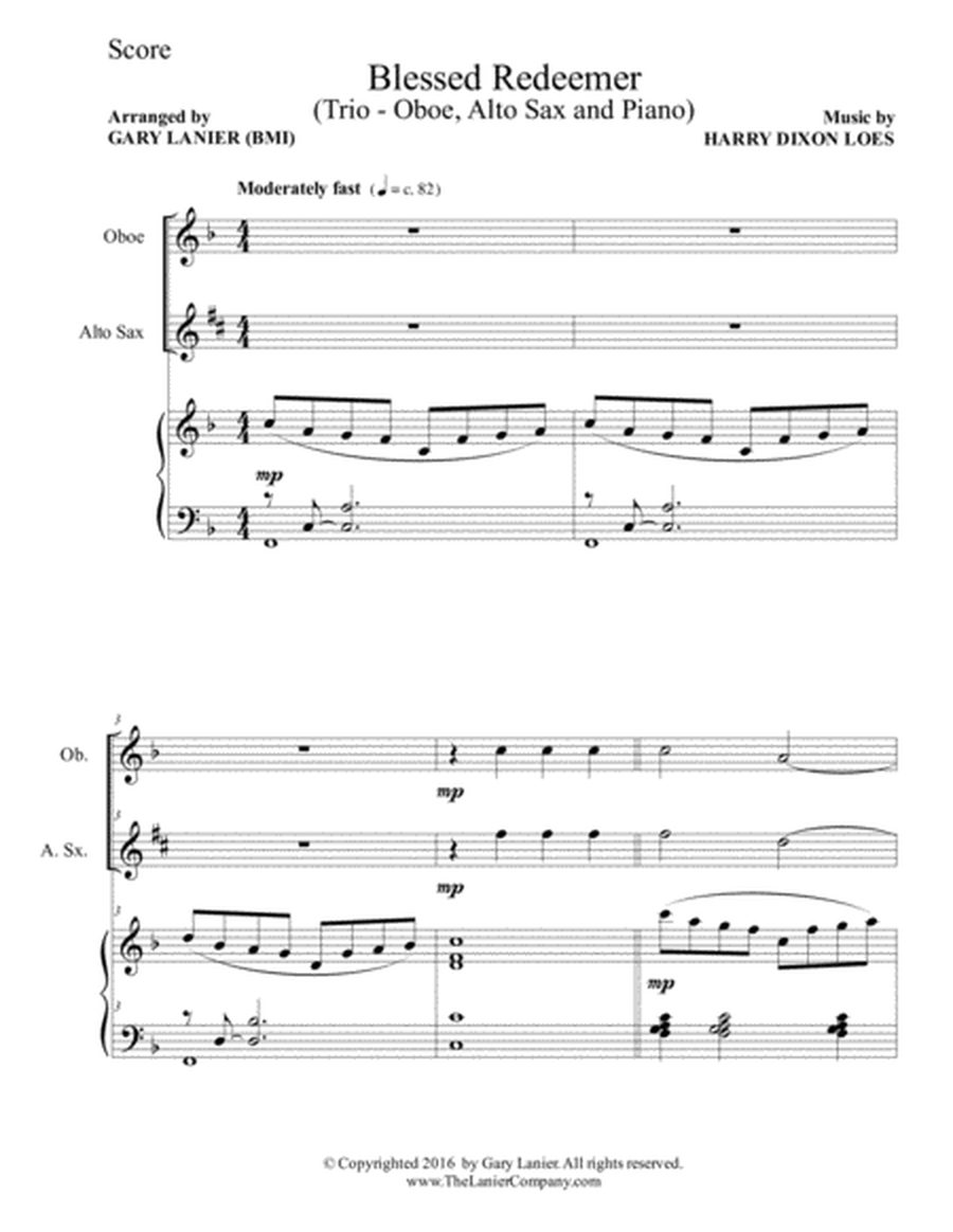 BLESSED REDEEMER(Trio – Oboe, Alto Sax & Piano with Score/Parts) image number null