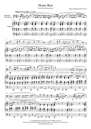 "Home Run", concert piece for trombone/baritone and organ, by Simon Peberdy