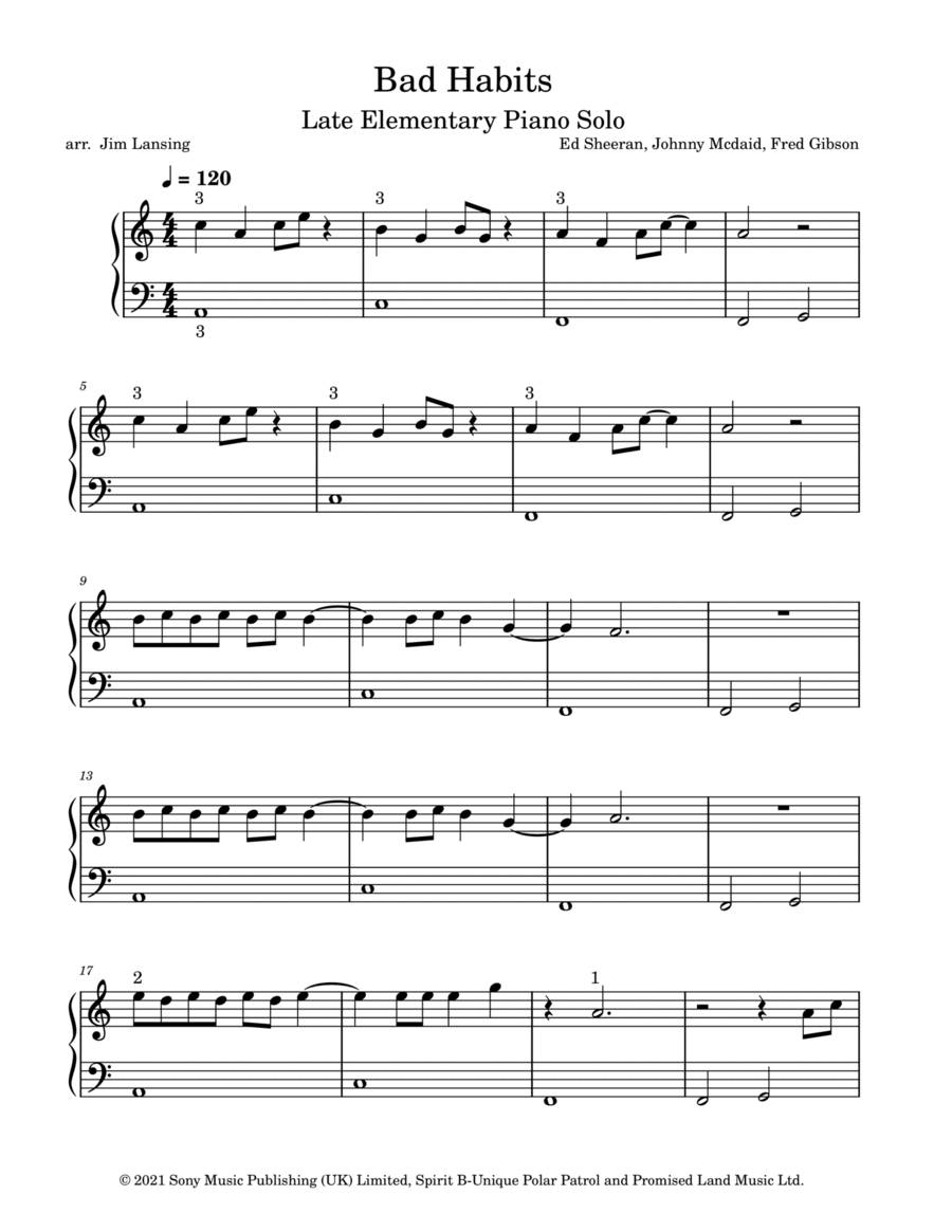 Bad Habits Bad Habits Piano Method scores gallery preview page 1