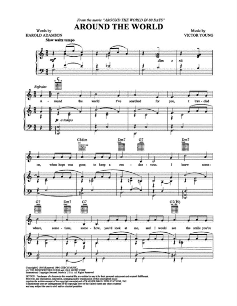 Around the World Piano, Vocal, Guitar scores gallery preview page 1