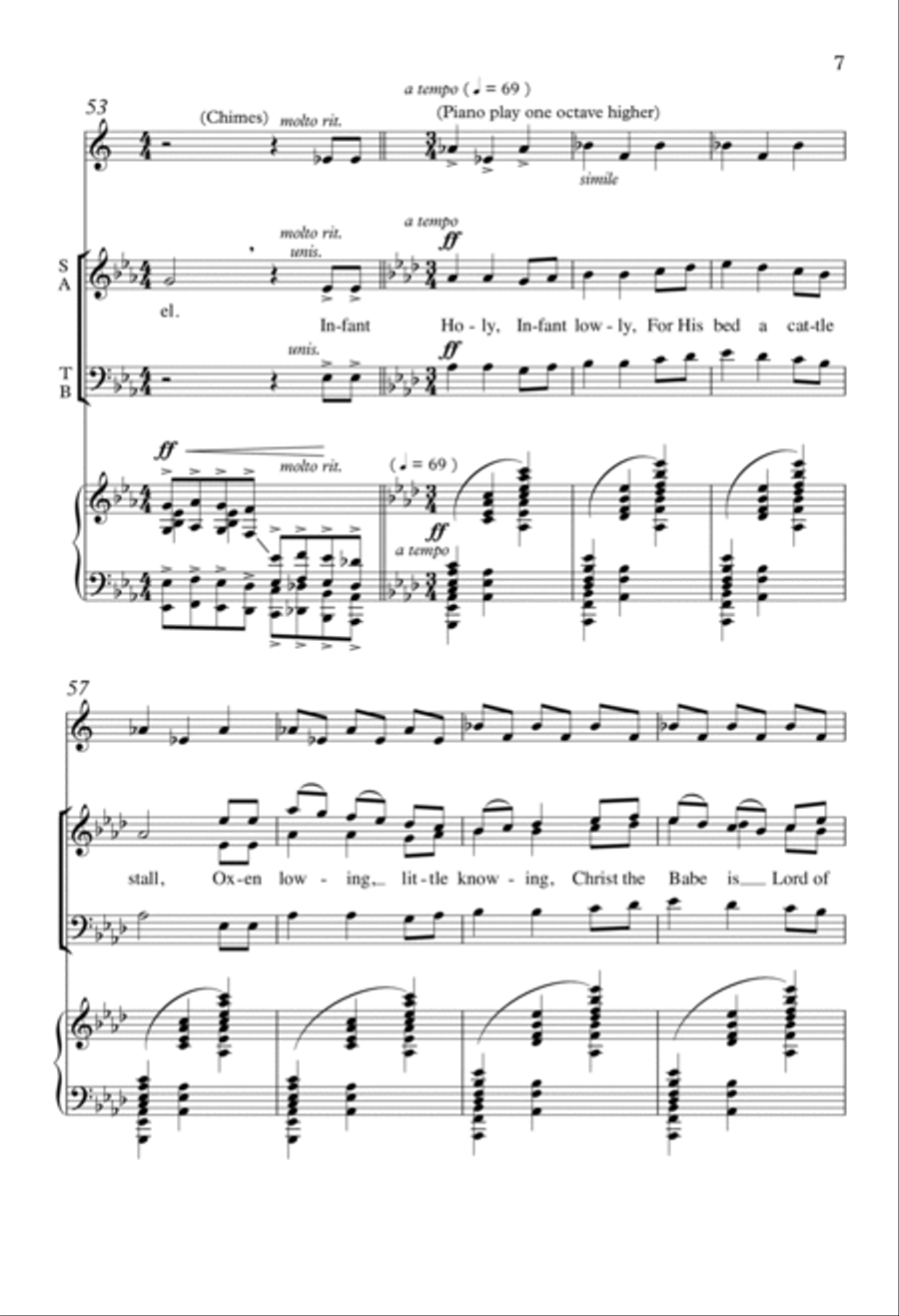 Infant Holy, Infant Lowly 4-Part scores gallery preview page 5