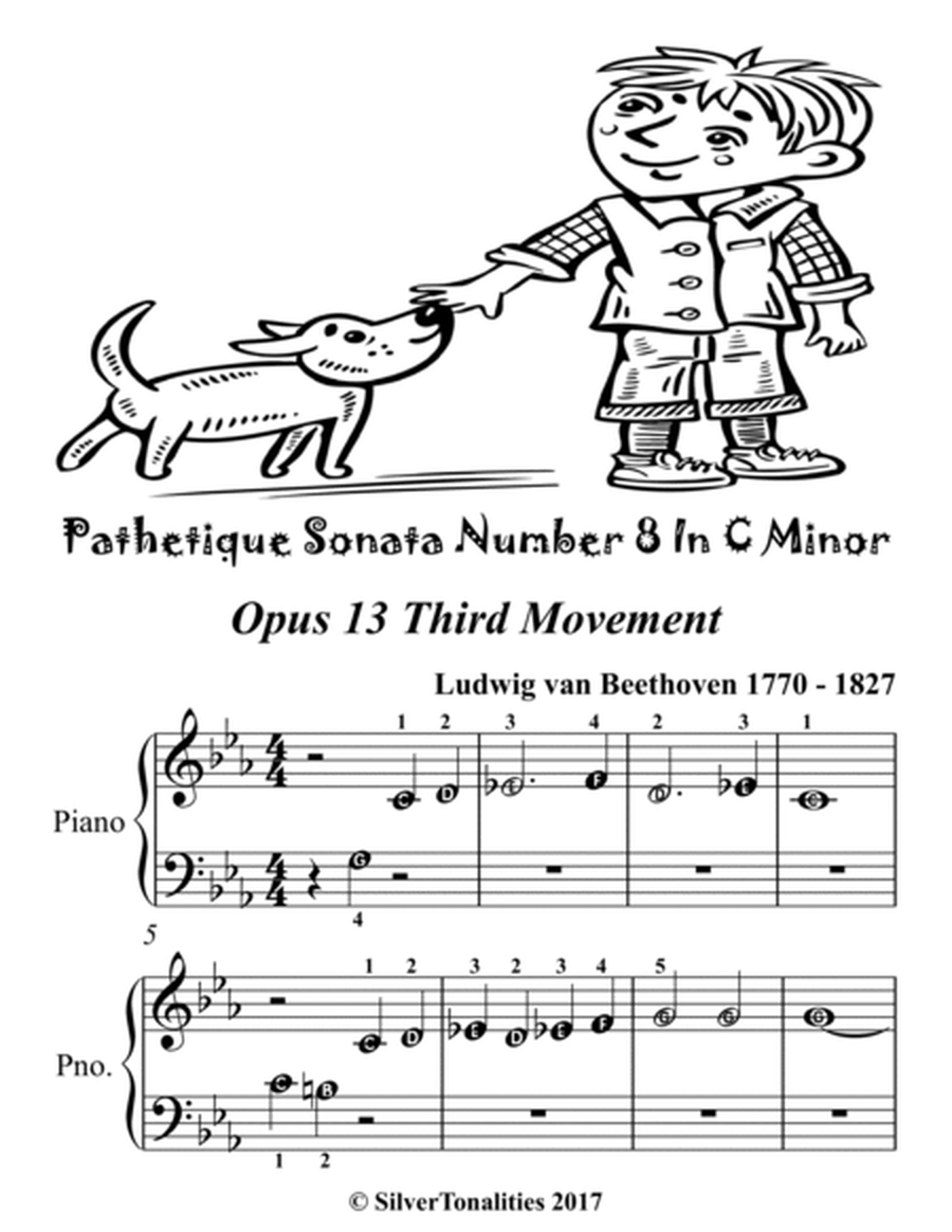 Pathetique Sonata Number 8 in C Minor Opus 13 3rd Mvt Beginner Piano Sheet Music