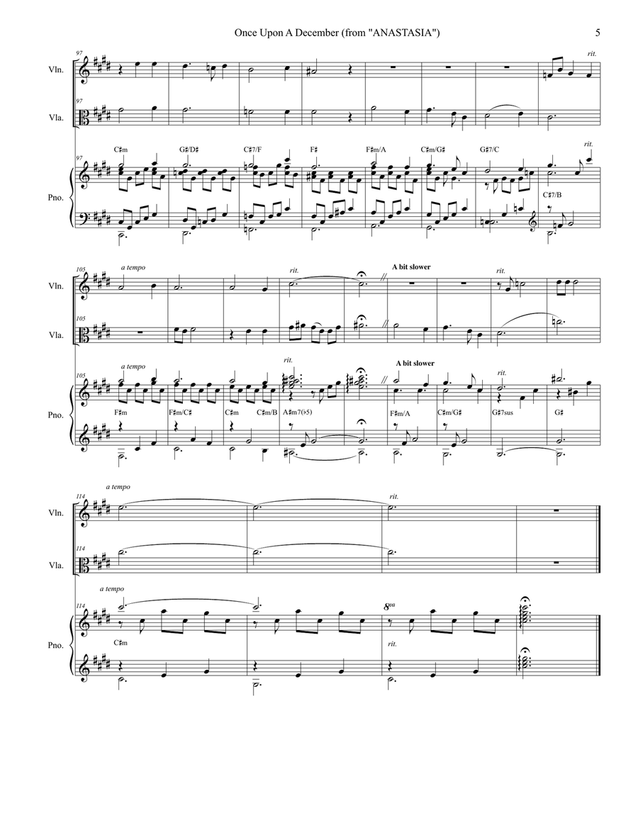 Once Upon A December from the Twentieth Century Fox Motion Picture ANASTASIA String Duet scores gallery preview page 5